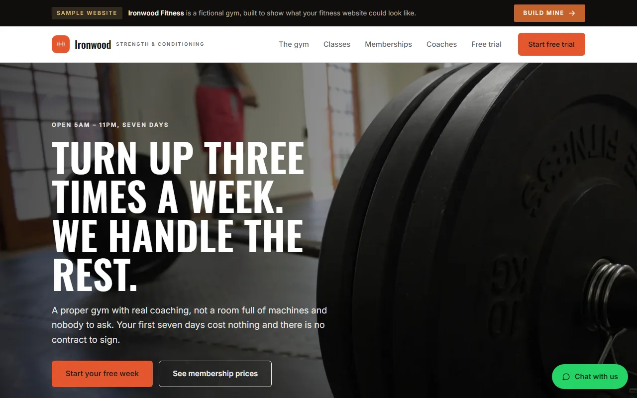 Ironwood Fitness sample gym website.